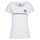 Eintracht Frankfurt Damen T-Shirt - Frankfurtliebe - Shirt weiß SGE - Plus Lesezeichen I Love Frankfurt Größe S