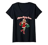 Damen Weihnachts-Einkaufskönigin, Weihnachts-Einkaufsmannschaft, lustig T-Shirt mit V