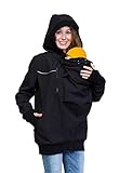 Viva la Mama - Tragejacke mit Reflektoren, Umstandsjacke, Winterjacke Kängurujacke für Babytragen - Jacky - schwarz/Punkte - XXL