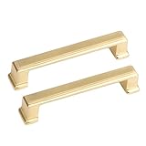 TONGHE123 Goldene Matte Möbelgriffe, goldene Schrankgriffe, 2 Möbelgriffe aus Aluminiumlegierung (128mm)