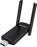WLAN Stick USB 3.0,WLAN Adapter 1300 Mbit/s WiFi Dongle 2.4 GHz/5 GHz High Gain Dual Band 5 dBi Antenna Wireless Network Adapter for Desktop,Laptop WinXP/7/8/10/Vista/Linux/Mac OS
