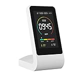 Xzbling CO2 Melder, 3-in-1 LED Digitalanzeige Luftqualitätsmonitore, 400-5000ppm, Temperatur Und Feuchtigkeitssensor Mit Intelligentem Alarmsystem, Hochpräzises CO2 Messg