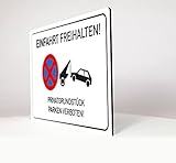 Einfahrt Freihalten - Schild - Privatgrundstück - parken verboten - 60 x 40 cm - 4 mm Alu Verbundplatte - mit Bohrschab