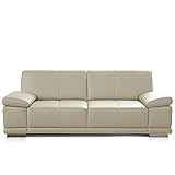 CAVADORE 3-Sitzer Sofa Corianne / Echtledercouch im modernen Design / Mit Armteilverstellung / 217 x 80 x 99 / Echtleder weiß