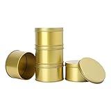 CHICTRY 5/6 Stück Aluminium Gläser, Runde Blechdosen Kerzendosen Kosmetische Behälter mit Schraubdeckel Deckel für DIY Handwerk Save Kerze Gold One S