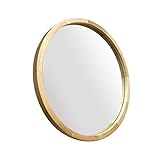 JIYUERLTD Runder Spiegel 60cm Wandspiegel Dekorative Holzrahmen Morden Spiegel für Badezimmer Eingänge Wohnzimmer und mehr (Naturholz)