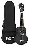 Monkey Loop - Wiedergabe-Serie - Ukelele Sopran - Case inklusive - Farbe: Schwarz - Matt-Finish - Ideal für Anfänger - Tuning öffnen - feste Materialien - High Quality
