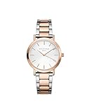 Rosefield Damenuhr The Tribeca Roségold 33 mm Rundes Gehäuse mit Weißem Zifferblatt und Roségold-silbernem Band - TWSSRG-T64