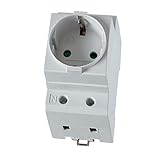 B+G E-Tech GS16 Steckdose Schuko für Hutschiene 16A 230V 2P+E grau - Einbausteckdose für Verteilereinbau Schaltschrank Zählerschrank Schutzkontaktsteckdose für 35mm DIN Trägerschienenmontag