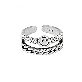 Punk Retro Mode Einfacher 925 Sterling Silber Einstellbarer Doppelschicht Ring 925 Silber Ring