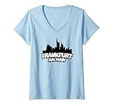 Damen Frankfurt am Main Skyline (Schwarz/Weiß) Frankfurt T-Shirt mit V