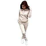 Higlles Damen Sportanzug Traingsanzug Jogginganzug Frauen 2 Teilig Freizeitanzug Kapuzenpullover Lange Ärmel Zipper Top + Lange Hose Sportswear 2 Stück Bekleidungsset Sp