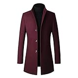Newanna Herren Mantel Winter Wolle Lang Elegant Slim Fit Wollmantel Schwarz Business Winterjacke Klassischer Wintermantel Kurzmantel Jacke Stehkragen Reverskragen Überzieher Schlank Lange Windbreak