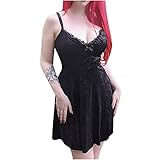 Gothic Kleidung Damen, Damen Spitze Wildleder Sexy Gothic Riemchen Sling