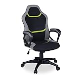 Relaxdays Gaming Stuhl, Racing Design, verstellbar, bis 120 kg, HxBxT: 115x67x63 cm, E-Sport Drehstuhl, schwarz-gelb