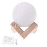 SweetWU 12 cm 3D-Druck Mondlampe 2 Farbwechsel Berührungssensor USB LED Schreibtischlamp