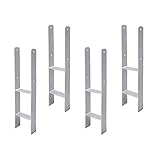 Clanmacy 121MM H-Pfostenträger 4 Stück H-anker Pfosten 121 x 600 x 60 mm Feuerverzinkt Langlebig Vierkantholzpfosten für Pfosten Zaun, Carports, Stelzenhäuser(4 Stück 121mm)