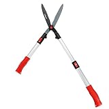 FLORA GUARD Heckenschere manuell Heckenschere mit ausziehbarem Griff, gewellter 9-Zoll-Sk5-Klinge,Knopf mit Stoßdämpfung und Klingenspannungseinstellung