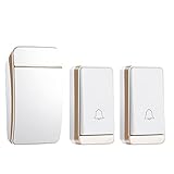 HQYXGS Funk Klingelanlage Außen, Weiß Tragbar Türklingel-Set Funkklingel Aussen Wasserdicht 120m Reichweite 38 Klingeltöne 4 Lautstärkestufen Led-Blitz Mit Funkklingel 2 Empfänger,B2*1