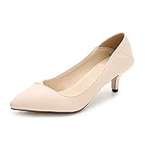 Hey Si Mey Damen Spitze Zehen Kitten High Heels Sexy Pumps Court, aprikose, 36 EU