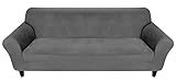 MR.COVER Sofabezug 2 Sitzer, Sofa Überzug Hellgrau, Sofaüberwurf Dehnbar&Verschleißfestig, Rutschfester Sofa Bezug, Haustierfreundliche Sofahusse(für 145~185cm lang 2-Sitzer Sofa)