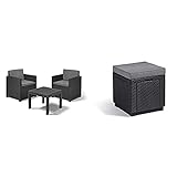 Allibert Victoria Balcony Set Graphite/Cool Grey (Poly Cotton Cushion) + Hocker mit Stauraum Cube w/C