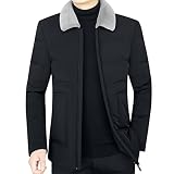 ZIHUAD Weiße Ente Daunenjacke für Junge und mittlere Herren Kurze Winterjacke mit dickem Wollkragen Black-XXL