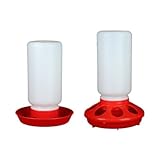 KinYunShang Hühnerfütterer und Tränke-Kombination 1 Quart Hühnerfütterer und 1 Quart Hühnertränke Vogelgeflügel-Zuchtausrüstungs-Kit Red Chicken F