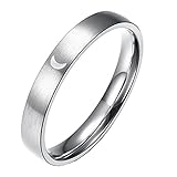 HIJONES 3mm Romantisch Paar Leuchtender Mond Hochzeit Ring Silber aus Edelstahl zum Damen Größe 52