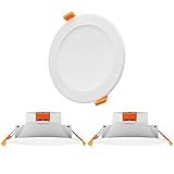 12W LED Einbauleuchten Deckenleuchten Einbaustrahler Flach Decke Bad Dimmbar Deckenloch 110-135MM Durchmesser Warmweiß 3000K und Kaltweiß 5000K 3er Lampen von Enuotek