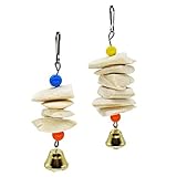 VILLCASE Sepiaschale Spielzeug für Vögel- 2 Pack Papagei Spielzeug Kauen Vogel Spielzeug Sepiaschale Schnabel Schleifen Käfig Hängen Glocke Spielzeug für Graupapageien Amazon C
