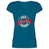 Stadt und City Outfit - Kölner Original - 3XL - Türkis - Vintage - XO1525 - Damen T-Shirt mit V