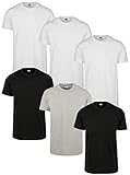 Urban Classics Herren Basic Tee 6-Pack T-Shirt, Mehrfarbig (Wht/Wht/Wht/Blk/Blk/Gry 02257), Large (Herstellergröße: L) (6er Pack)