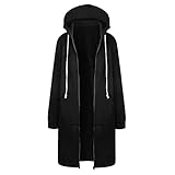 Damen Sweatjacke Kapuzenpullover Herbst Winter Jacke Parka Mantel Winterjacke Reißverschluss Sweatshirt Langarm Hoodie Lang Jacken Mantel Casual Übergangsjacke Outdoor Outwear Sweatshirt Winterjack