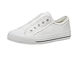 CUSHIONAIRE Damen Vinnie Slip on Canvas Sneaker + Memory Foam, Weiß, 42 EU