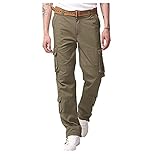 BIBOKAOKE Cargohose Herren Lang und Leicht Arbeitshose Hosen mit Seitentaschen Freizeithose Chinohose Slim Fit Camping Wanderhose Outdoor Sport Jogginghose Military Tactical Pants L