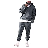 Sonojie Herren Jogginganzug Trainingsanzug Männer Sportanzug Fitness Streetwear Hoodie Sporthose Sportbekleidung Pullover Einfarbig Fitnessanzug mit Stehkrag