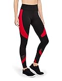 Amazon Marke - AURIQUE Damen-Sportleggings, Schwarz (Black/Red), 36, Label:S