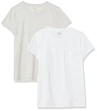 Goodthreads Vintage Cotton Pocket Crewneck T-Shirt, Weiß/Hellgrau Meliert, XL, 2er-Pack