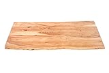 SAM Tischplatte 120x60 cm Curt, Holzplatte aus Akazienholz massiv + naturfarben + lackiert, stilvolle Baumkanten-Platte, pflegeleichtes Unik