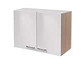 MMR Hängeschrank Küche DERRY, Küchenschrank, 2-türig, verstellbarer Einlegeboden, 80 cm breit, Perlmutt Weiß