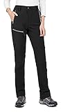 Cycorld-Wanderhose-Damen-Outdoorhose-Winter, Wasserdicht Trekkinghose Warm Gefüttert Thermohose Snowboardhose Winddicht Skihose Softshellhose für Wintersport Skifahren und Wander (Schwarz, XXL)