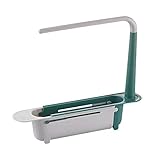 OVAREO Expandable Püle Storage Rack, Telescopic Sink Rack Holder, Updated Telescopic Sink Storage Rack, Küchenspüle Abflusskorb für Küche (Grün)