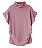 Damen T-Shirt Sommer Lose T-Shirt Tops Rollkragen Kurzarm C