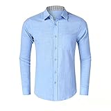 KBUY Herren Hemden Herren-Hemd Slim-Fit Herrenhemden Langarm-Hemden Männer Freizeit-Hemd Business Leinenhemd Herren Hemd Button-down Shirt Herbst Winter Langarm Herren Regular Fit Freizeithemd M