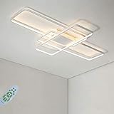 GNBF LED lampe eckig Deckenleuchte Wohnzimmerlampe Dimmbar 60W abgerundete Ecke Design Modern Deckenbeleuchtung mit Fernbedienung für Schlafzimmer Wohnzimmer Küche Esszimmer Büro Flur Balk