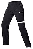 Cycorld Wanderhose Damen Trekkinghose, Atmungsaktiv Zip Off Damen Outdoorhose Abnehmbar Outdoor Hiking Pants mit 5 Tiefe Taschen, für Wandern, Klettern, Reisen und Freizeit (Schwarz, XXL)