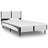 Bettgestell Kunstleder Eisenrahmen MDF Stahlbeine Lattenrost Einzelbett Ehebett Schlafzimmerbett Weiß 90x200