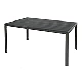 Mojawo Aluminium Gartentisch anthrazit Esstisch Gartenmöbel Tisch Polywood Holzimitat wetterfest 150x90x74