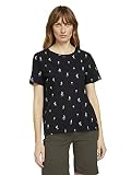 TOM TAILOR Damen 1025850 Alloverprint T-Shirt, 26900-Black White Cactus Design, XL